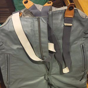 Men's Grey Leather Pants + matching Suspenders